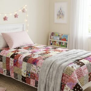 patchwork do pokoju dziewczęcego różowo brązowy, narzuta patchworkowa